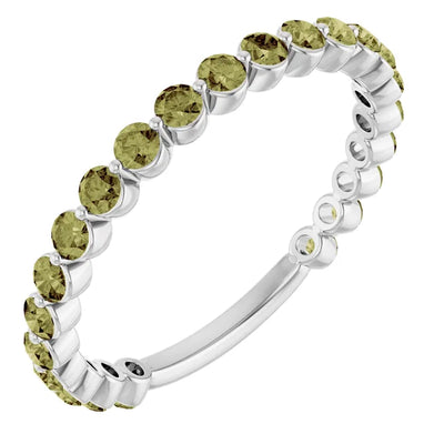 Kenla Round Gemstones 3/4 Eternity Under Bezel Shared Wedding & Anniversary Band