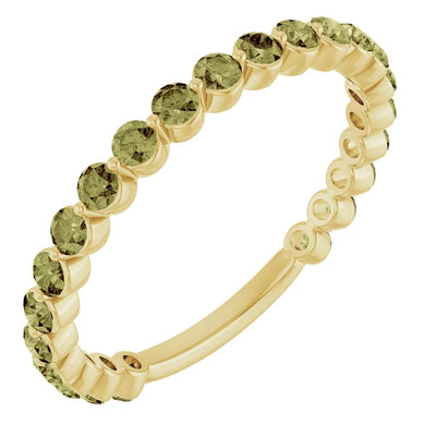 Kenla Round Gemstones 3/4 Eternity Under Bezel Shared Wedding & Anniversary Band