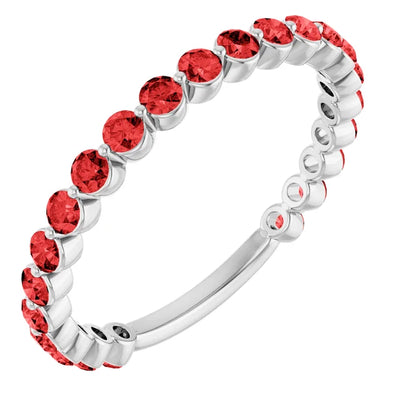 Kenla Round Gemstones 3/4 Eternity Under Bezel Shared Wedding & Anniversary Band