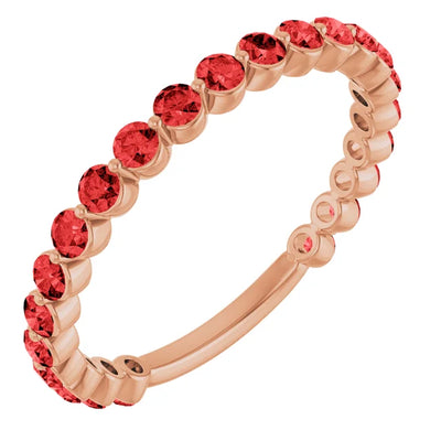 Kenla Round Gemstones 3/4 Eternity Under Bezel Shared Wedding & Anniversary Band