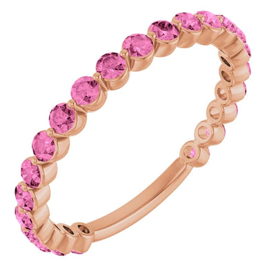 Kenla Round Gemstones 3/4 Eternity Under Bezel Shared Wedding & Anniversary Band