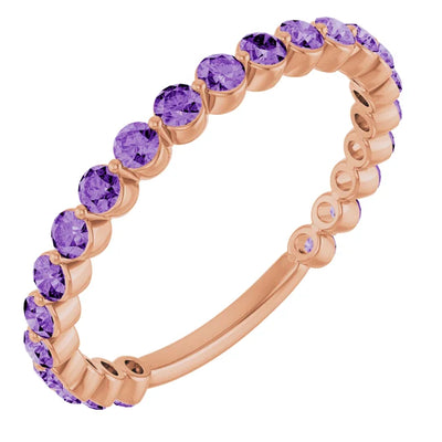 Kenla Round Gemstones 3/4 Eternity Under Bezel Shared Wedding & Anniversary Band