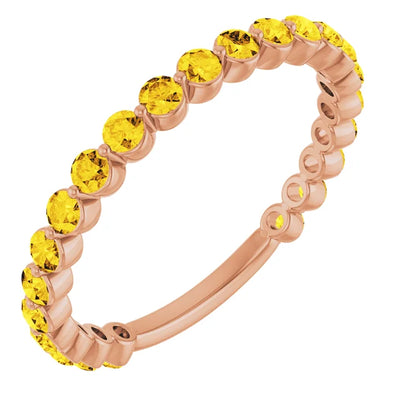 Kenla Round Gemstones 3/4 Eternity Under Bezel Shared Wedding & Anniversary Band