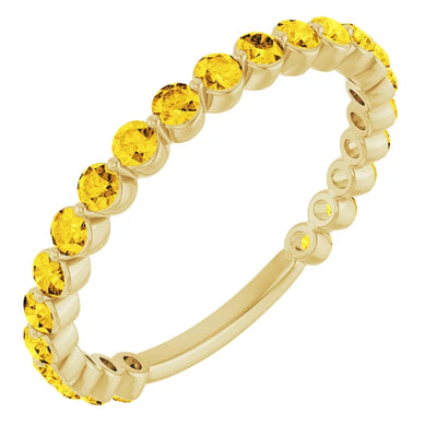 Kenla Round Gemstones 3/4 Eternity Under Bezel Shared Wedding & Anniversary Band