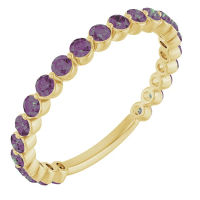 Kenla Round Gemstones 3/4 Eternity Under Bezel Shared Wedding & Anniversary Band