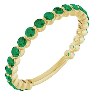 Kenla Round Gemstones 3/4 Eternity Under Bezel Shared Wedding & Anniversary Band