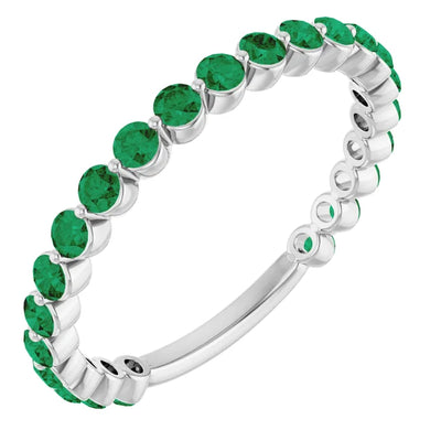 Kenla Round Gemstones 3/4 Eternity Under Bezel Shared Wedding & Anniversary Band
