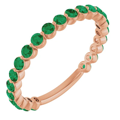 Kenla Round Gemstones 3/4 Eternity Under Bezel Shared Wedding & Anniversary Band