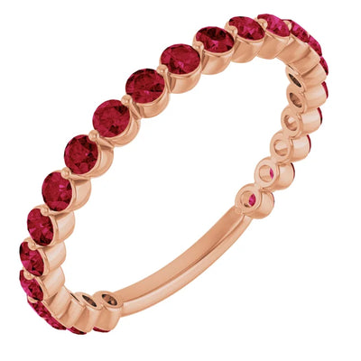 Kenla Round Gemstones 3/4 Eternity Under Bezel Shared Wedding & Anniversary Band