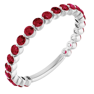 Kenla Round Gemstones 3/4 Eternity Under Bezel Shared Wedding & Anniversary Band