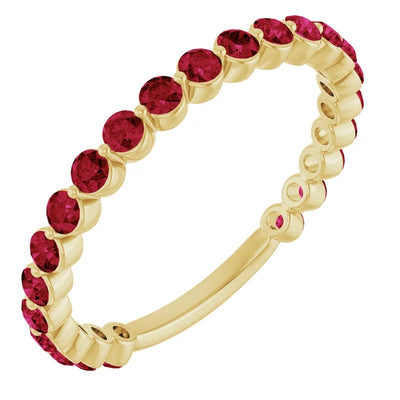 Kenla Round Gemstones 3/4 Eternity Under Bezel Shared Wedding & Anniversary Band