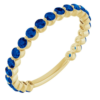Kenla Round Gemstones 3/4 Eternity Under Bezel Shared Wedding & Anniversary Band