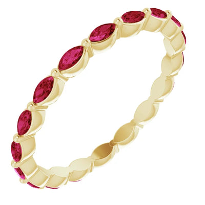 Prestine Marquise Gemstones Single Shared Prong Full Eternity Band