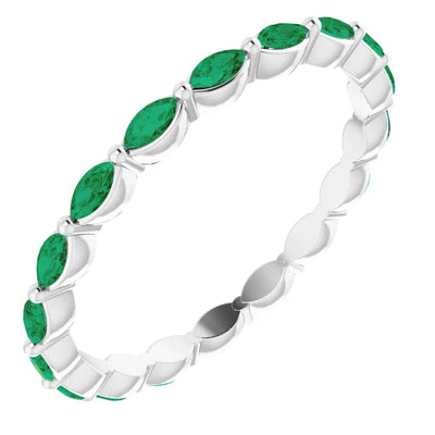 Prestine Marquise Gemstones Single Shared Prong Full Eternity Band