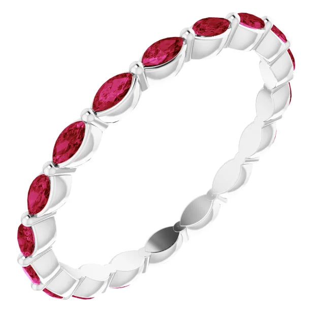 Prestine Marquise Gemstones Single Shared Prong Full Eternity Band