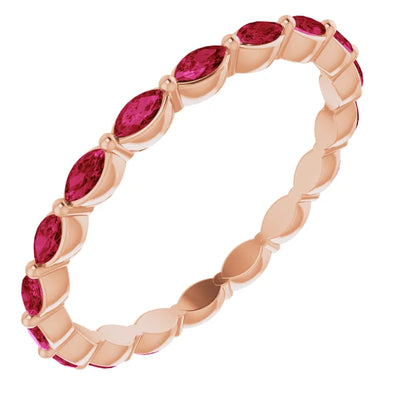 Prestine Marquise Gemstones Single Shared Prong Full Eternity Band