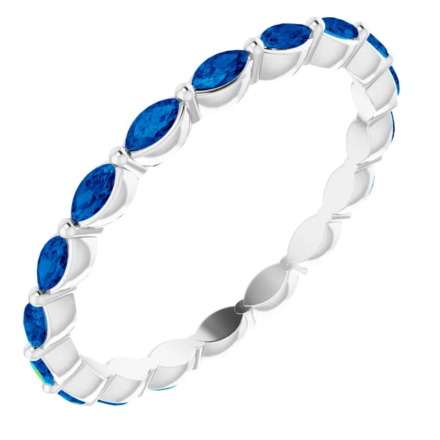 Prestine Marquise Gemstones Single Shared Prong Full Eternity Band