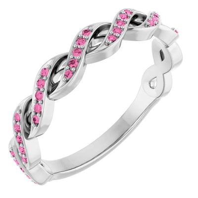 Kenla Round Gemstones 3/4 Eternity Channel with Prongs Infinity Band
