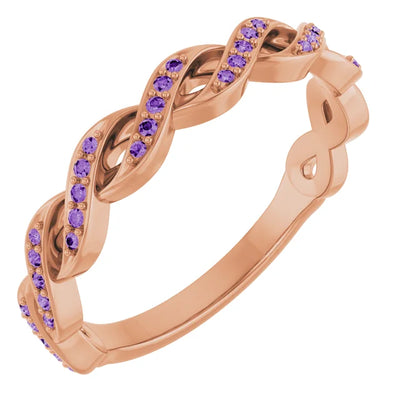 Kenla Round Gemstones 3/4 Eternity Channel with Prongs Infinity Band