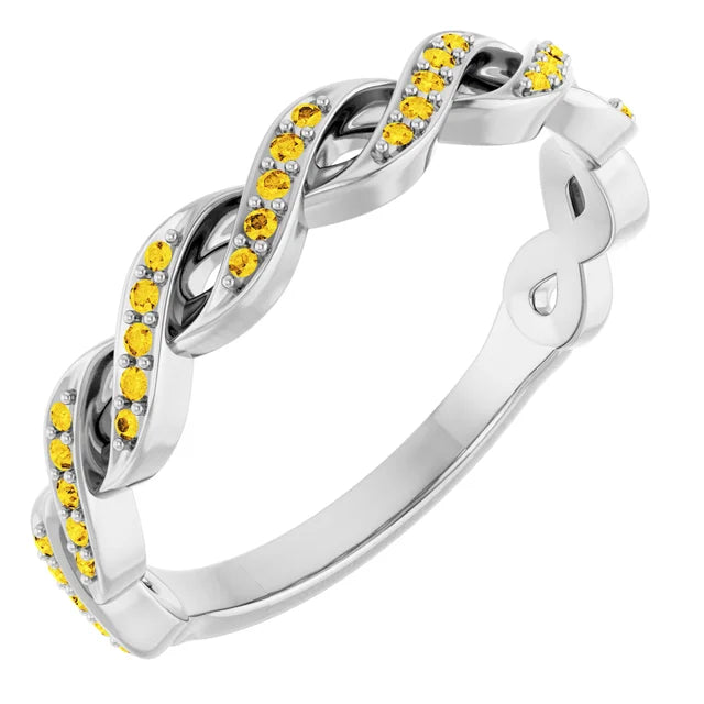 Kenla Round Gemstones 3/4 Eternity Channel with Prongs Infinity Band