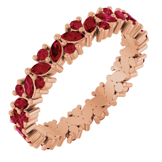 Prestine Marquise & Round Gemstones Full Eternity Infinity Band