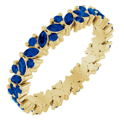 Prestine Marquise & Round Gemstones Full Eternity Infinity Band