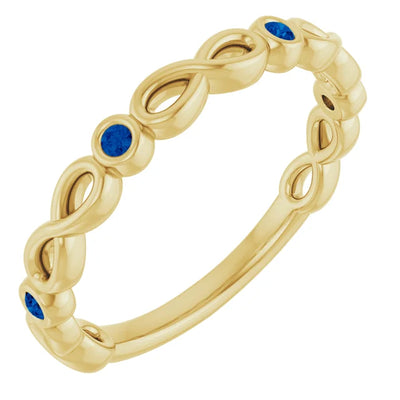 Kenla Round Gemstones 3/4 Eternity Infinity Inspired Bezel Set Band