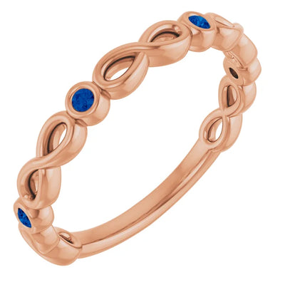 Kenla Round Gemstones 3/4 Eternity Infinity Inspired Bezel Set Band