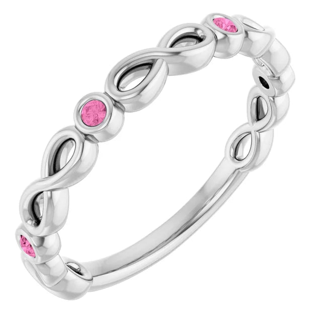Kenla Round Gemstones 3/4 Eternity Infinity Inspired Bezel Set Band