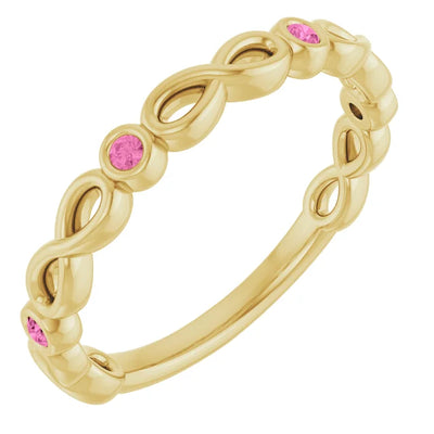 Kenla Round Gemstones 3/4 Eternity Infinity Inspired Bezel Set Band