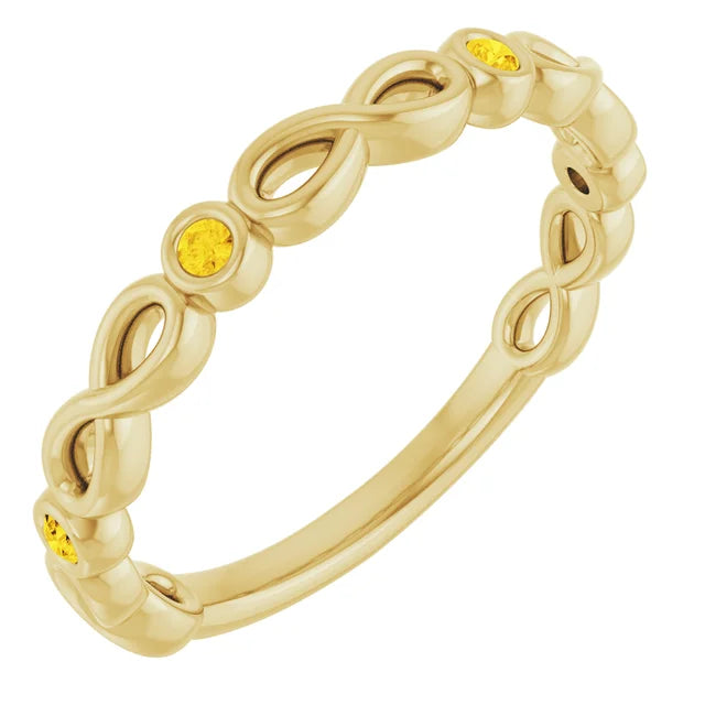 Kenla Round Gemstones 3/4 Eternity Infinity Inspired Bezel Set Band
