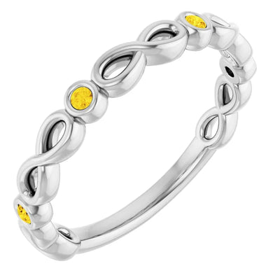 Kenla Round Gemstones 3/4 Eternity Infinity Inspired Bezel Set Band
