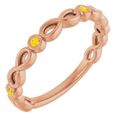 Kenla Round Gemstones 3/4 Eternity Infinity Inspired Bezel Set Band