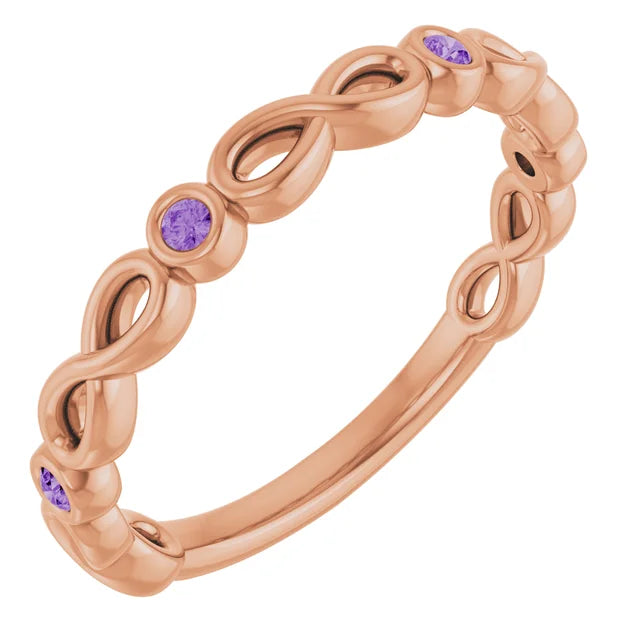Kenla Round Gemstones 3/4 Eternity Infinity Inspired Bezel Set Band