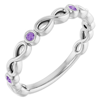 Kenla Round Gemstones 3/4 Eternity Infinity Inspired Bezel Set Band