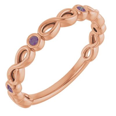 Kenla Round Gemstones 3/4 Eternity Infinity Inspired Bezel Set Band