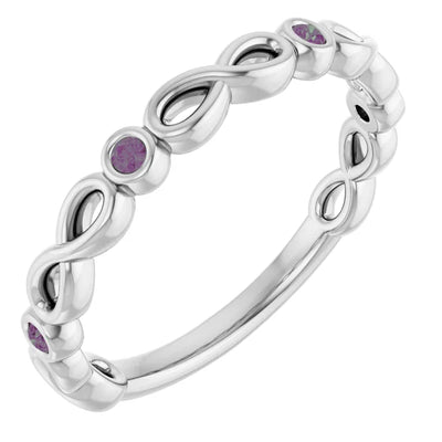 Kenla Round Gemstones 3/4 Eternity Infinity Inspired Bezel Set Band