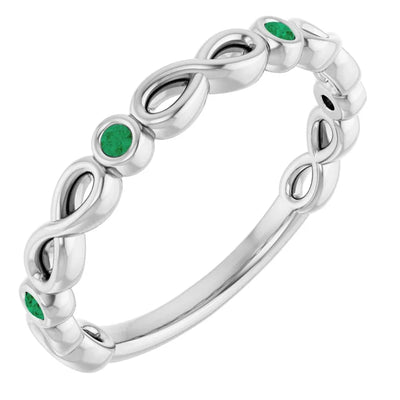 Kenla Round Gemstones 3/4 Eternity Infinity Inspired Bezel Set Band
