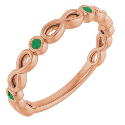 Kenla Round Gemstones 3/4 Eternity Infinity Inspired Bezel Set Band