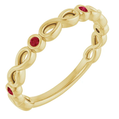 Kenla Round Gemstones 3/4 Eternity Infinity Inspired Bezel Set Band