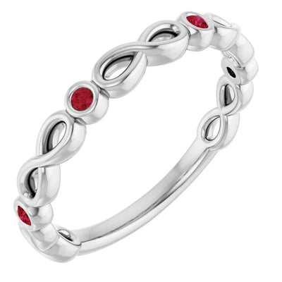Kenla Round Gemstones 3/4 Eternity Infinity Inspired Bezel Set Band