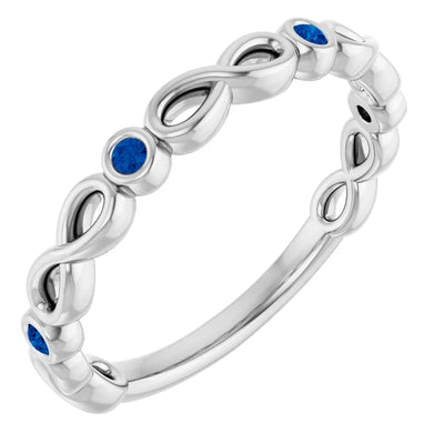 Kenla Round Gemstones 3/4 Eternity Infinity Inspired Bezel Set Band
