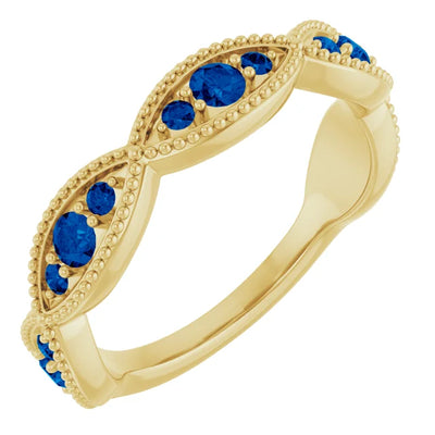 Kenla Round Trifecta Gemstones 3/4 Eternity Milgrain Band