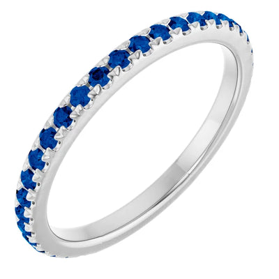 Kenla Round Gemstones 3/4 Eternity French Pave Wedding & Anniversary Band