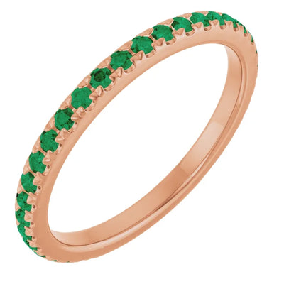 Kenla Round Gemstones 3/4 Eternity French Pave Wedding & Anniversary Band