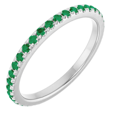 Kenla Round Gemstones 3/4 Eternity French Pave Wedding & Anniversary Band