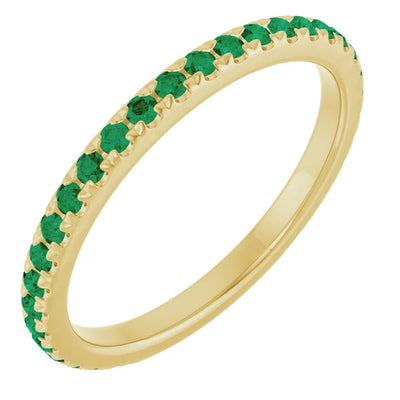 Kenla Round Gemstones 3/4 Eternity French Pave Wedding & Anniversary Band