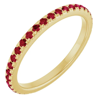Kenla Round Gemstones 3/4 Eternity French Pave Wedding & Anniversary Band