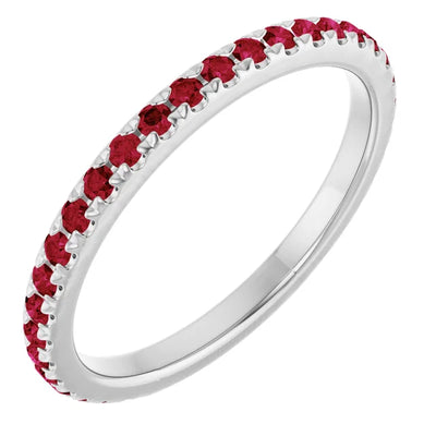 Kenla Round Gemstones 3/4 Eternity French Pave Wedding & Anniversary Band