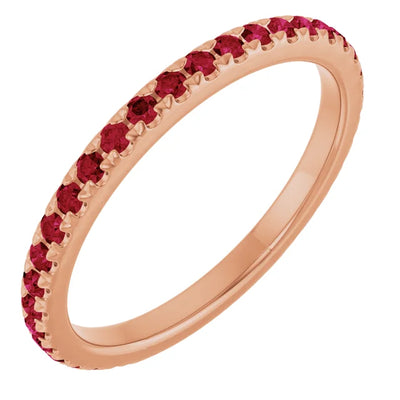 Kenla Round Gemstones 3/4 Eternity French Pave Wedding & Anniversary Band